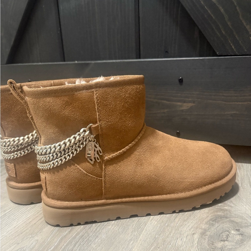 UGG Tan Winter Boots with Chain Detail